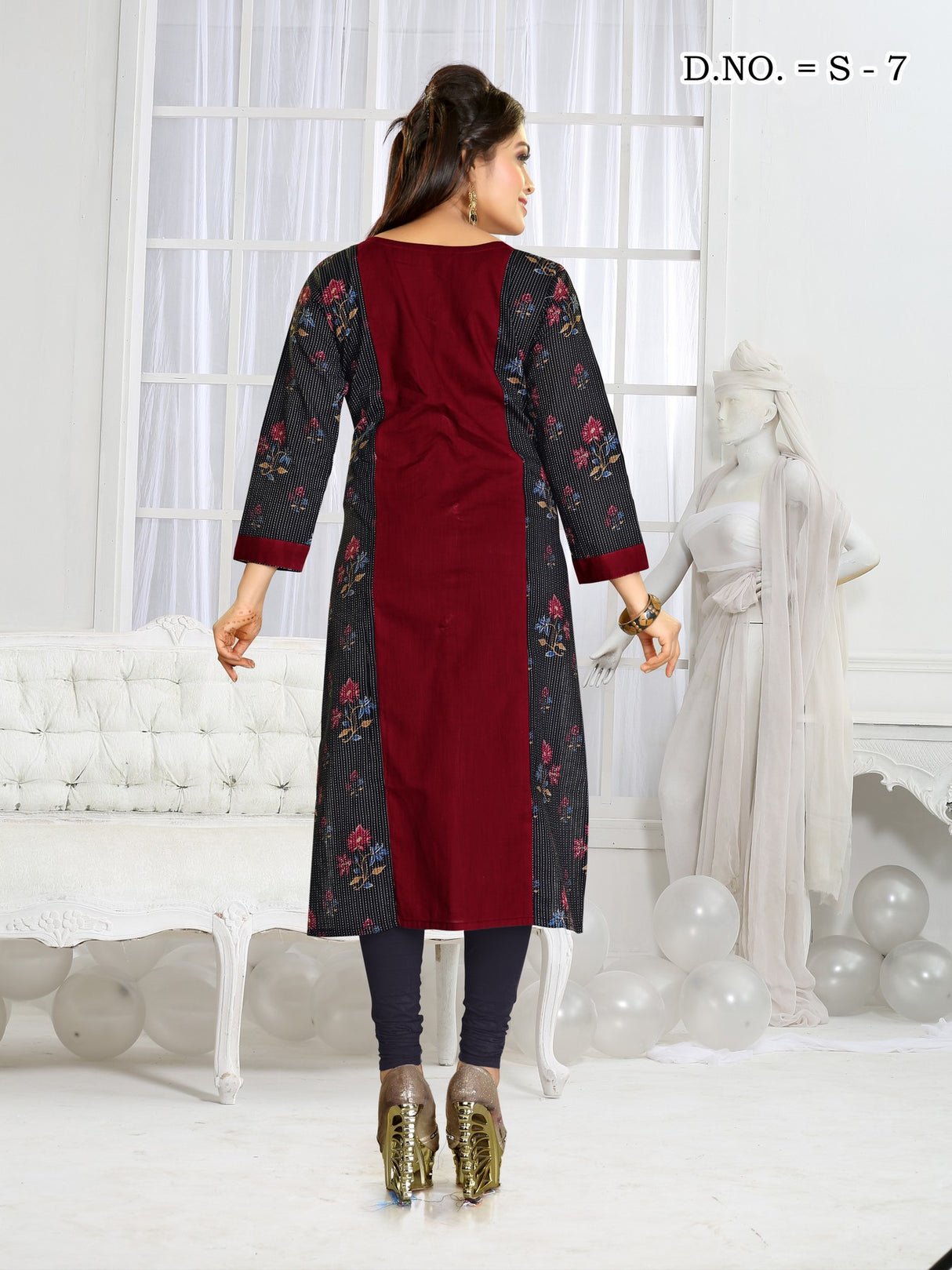 Cotton Printed Kurta Top In Red