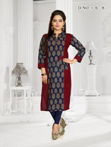 Cotton Printed Kurta Top In Blue