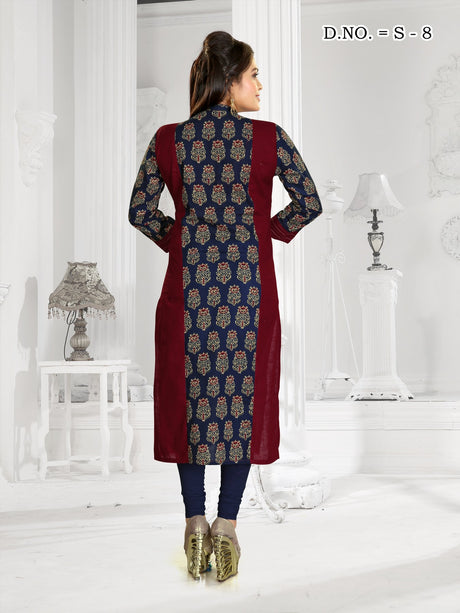 Cotton Printed Kurta Top In Blue