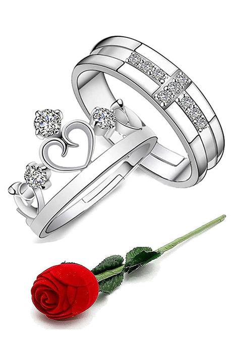 Buy Platinum Plated Alloy Adjustable Ring in Silver for Men and Women Online - Back