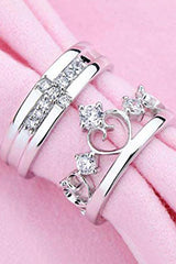 Buy Platinum Plated Alloy Adjustable Ring in Silver for Men and Women Online - Front