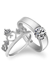 Buy Platinum Plated Alloy Adjustable Ring in Silver for Men and Women Online - Back