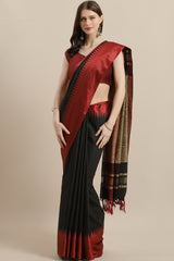 Buy Cotton Silk Woven Saree in Black