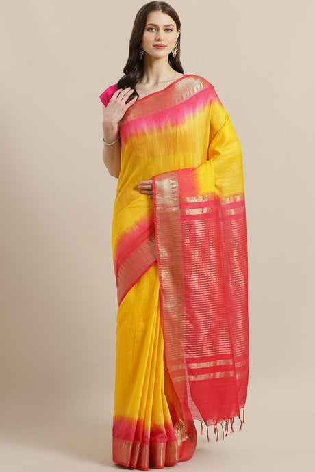 Buy Silk Woven Saree in Yellow