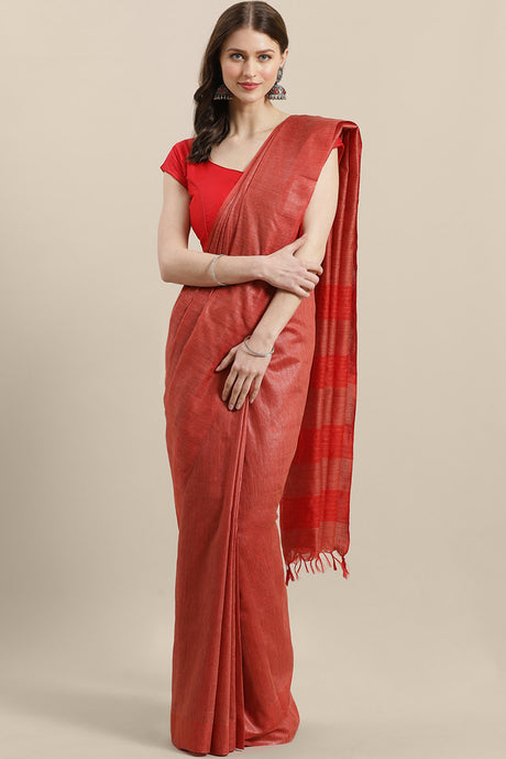 Buy Silk Woven Saree in Red