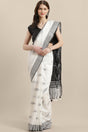 Buy Linen Woven Saree in White