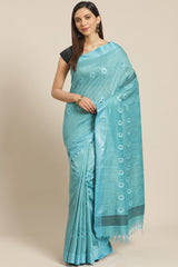 Buy Art Silk Woven Saree in Blue