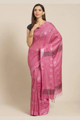 Buy Art Silk Woven Saree in Pink