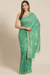 Buy Silk Woven Saree in Green