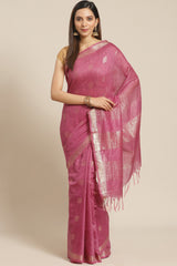 Buy Silk Woven Saree in Pink