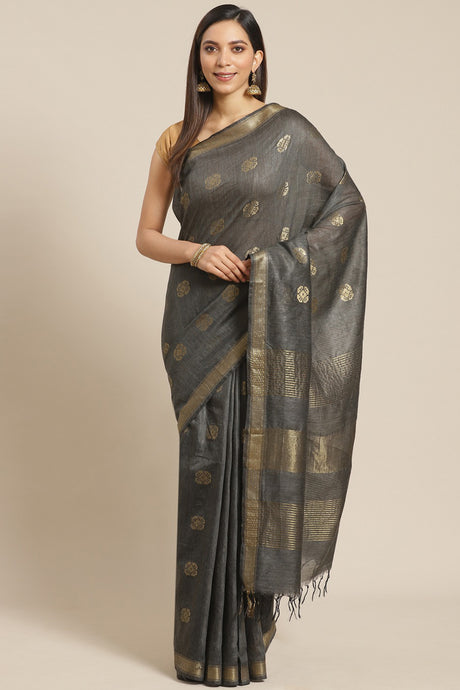 Buy Silk Woven Saree in Black