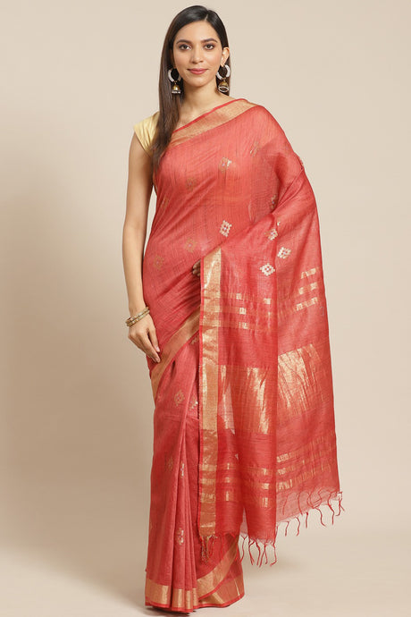 Buy Silk Woven Saree in Red