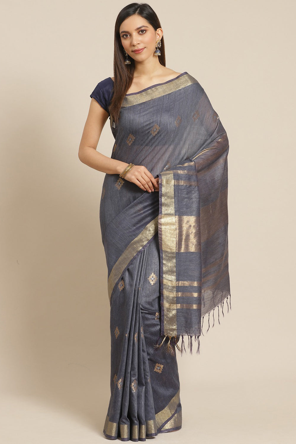 Buy Silk Woven Saree in Blue