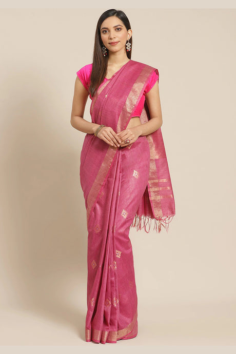 Buy Silk Woven Saree in Pink