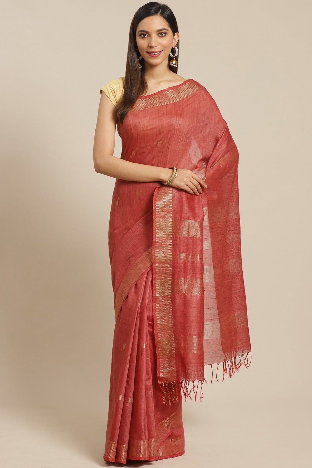 Buy Silk Woven Saree in Red