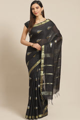 Buy Silk Woven Saree in Black