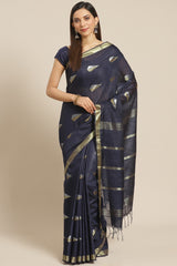 Buy Silk Woven Saree in Blue