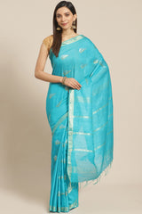 Buy Silk Woven Saree in Blue