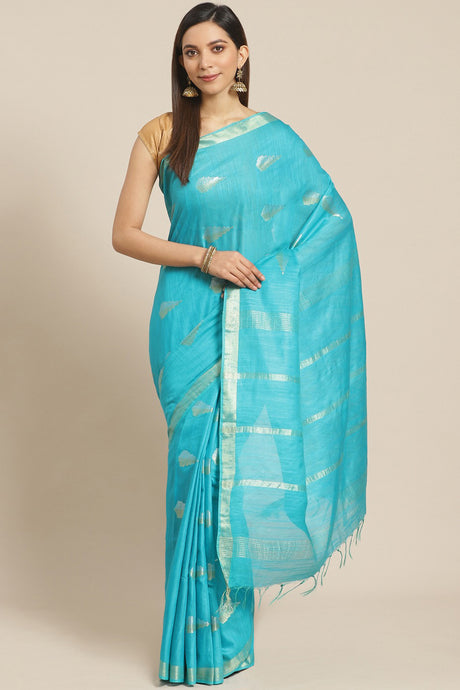 Buy Silk Woven Saree in Blue