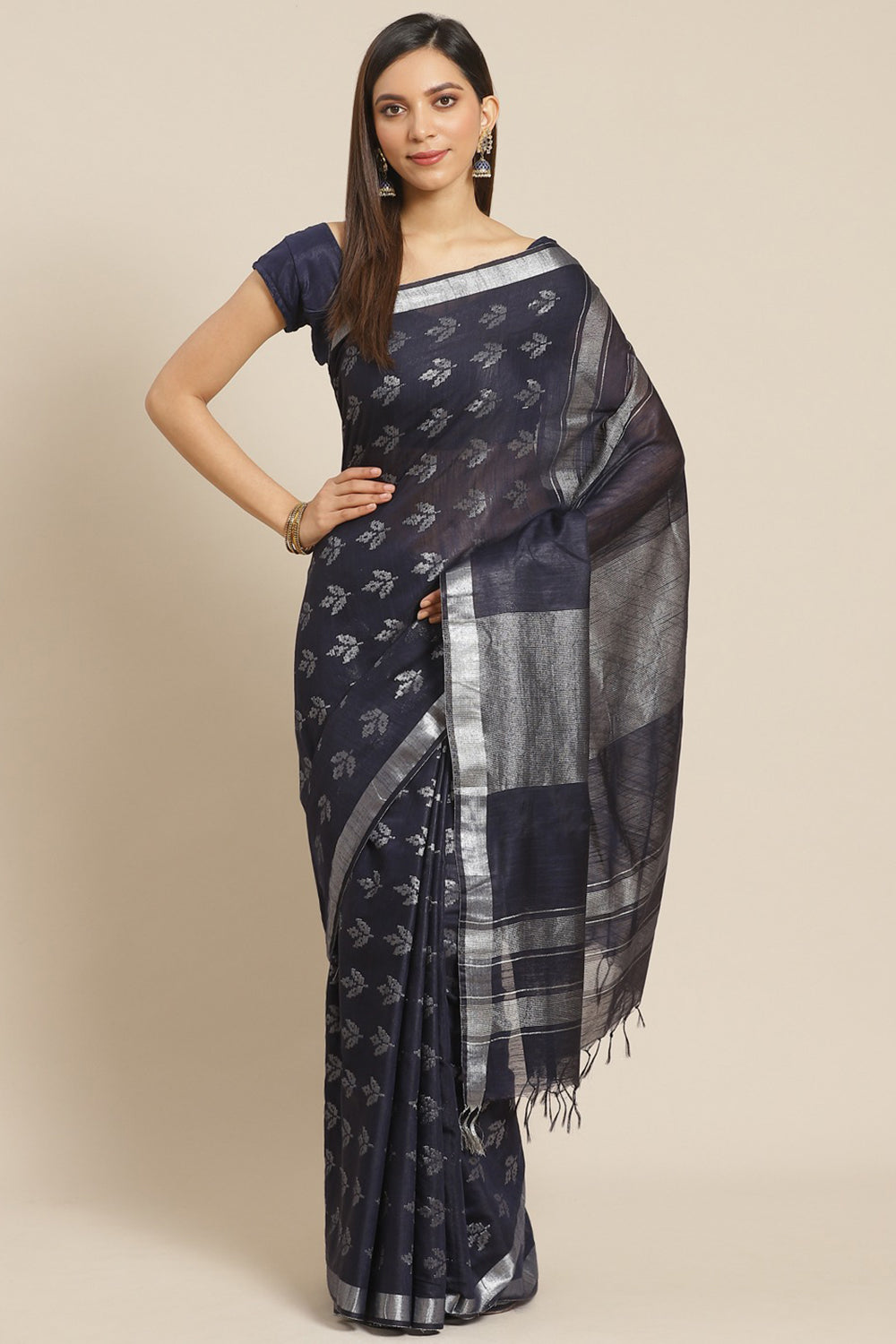 Buy Silk Woven Saree in Blue