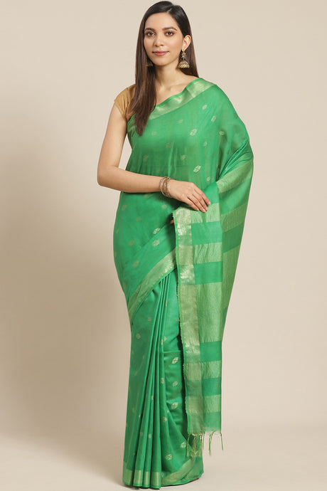 Buy Art Silk Woven Saree in Green