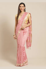 Buy Silk Woven Saree in Pink