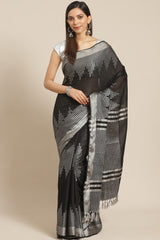 Buy Silk Woven Saree in Black