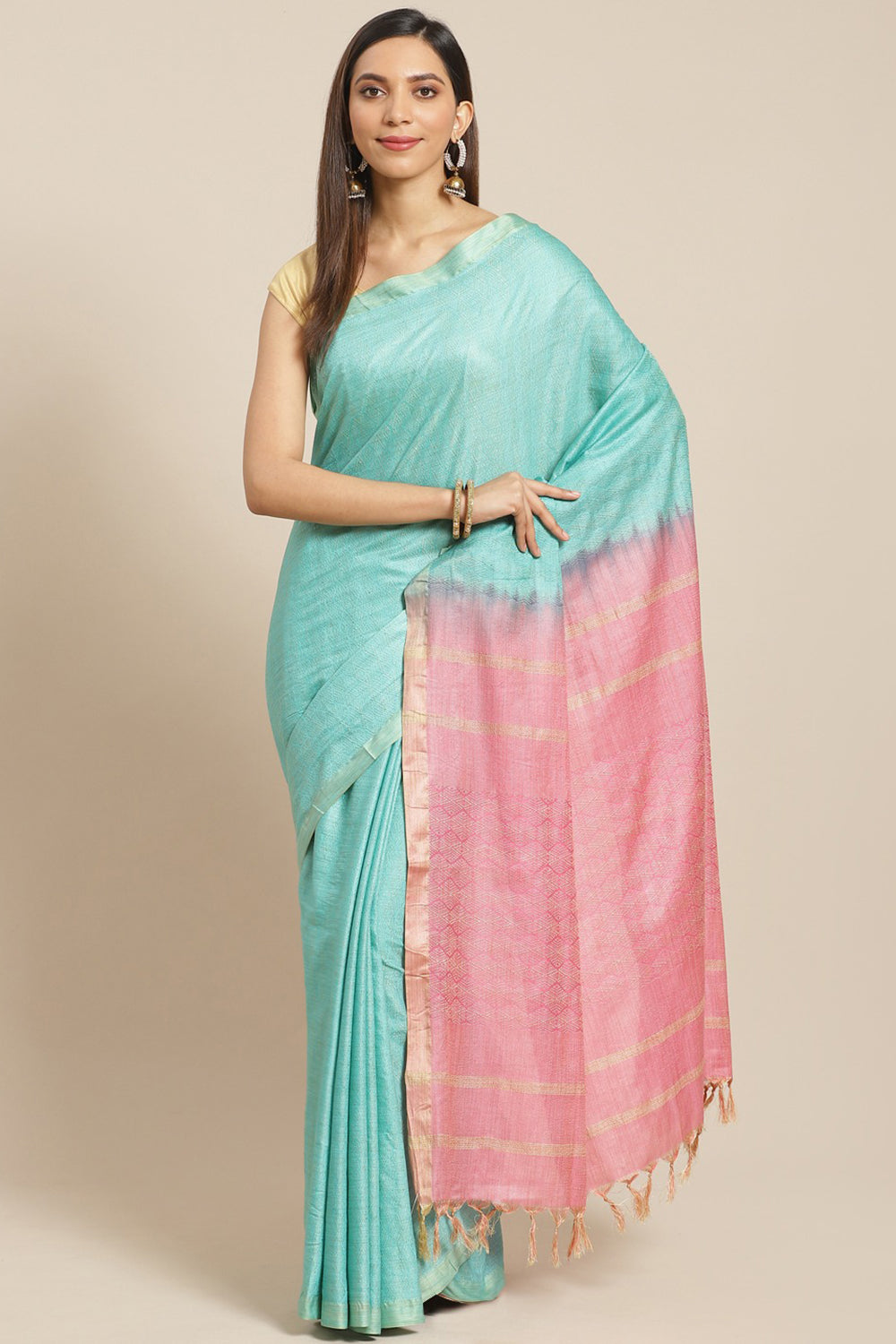 Buy Cotton Silk Woven Saree in Blue