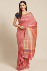 Buy Art Silk Woven Saree in Pink