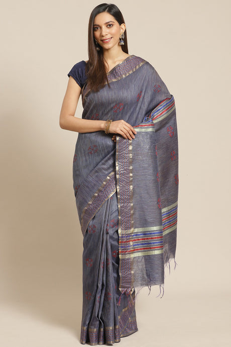 Buy Art Silk Woven Saree in Blue