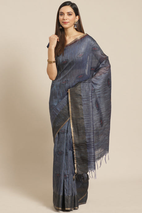 Buy Art Silk Woven Saree in Blue