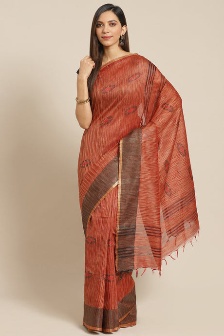 Buy Art Silk Woven Saree in Red