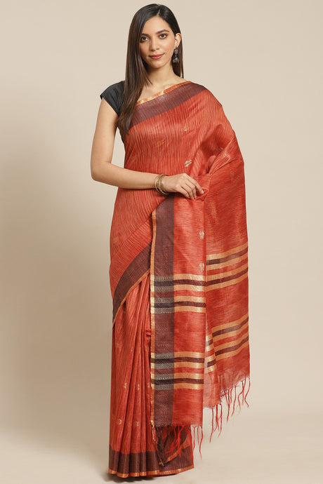 Buy Art Silk Woven Saree in Red