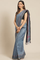 Buy Art Silk Woven Saree in Blue