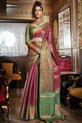 Maroon Kanjivaram Silk Woven Design with Tassels Work Saree