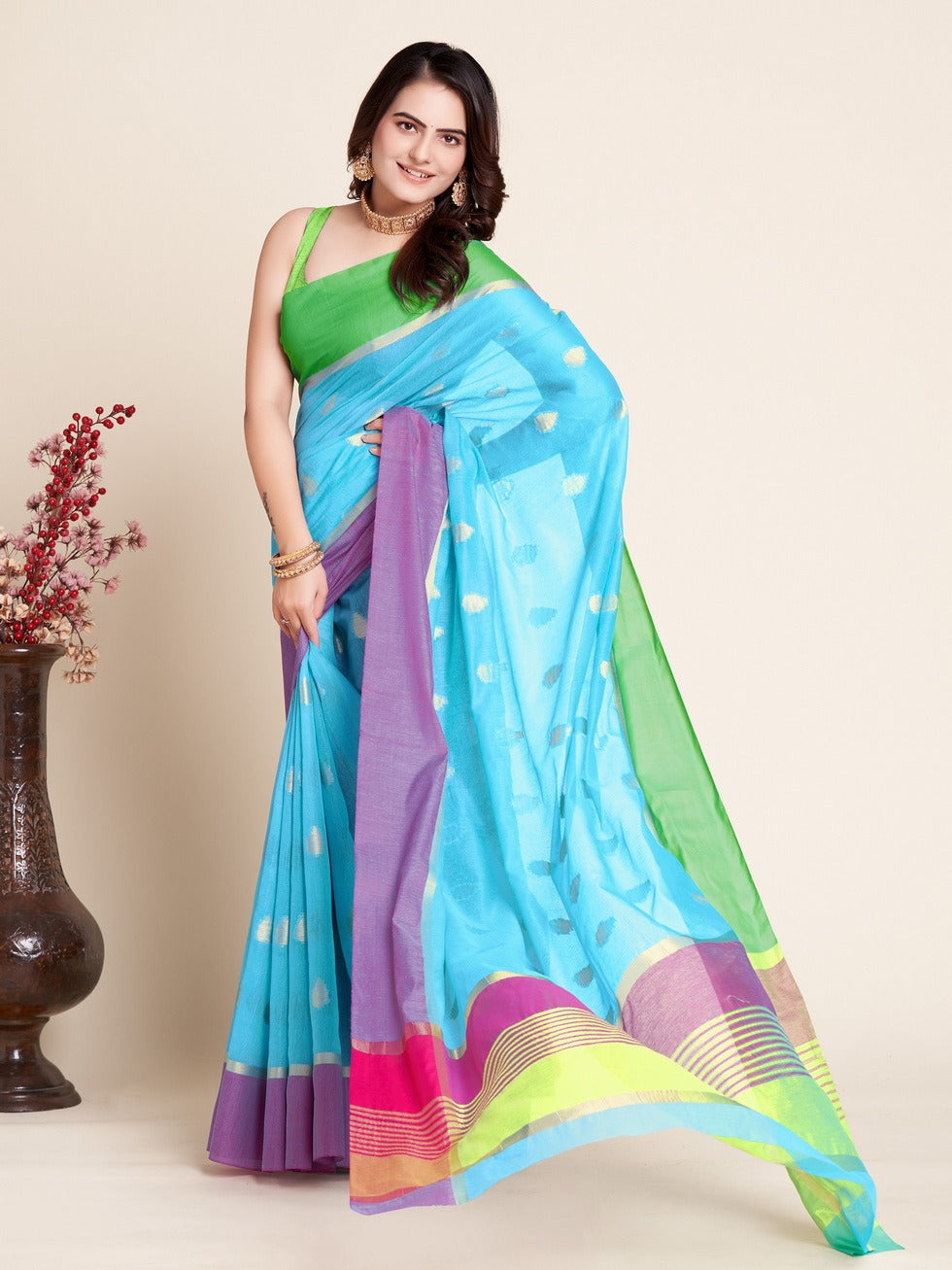 Sky Blue Soft Silk  Saree