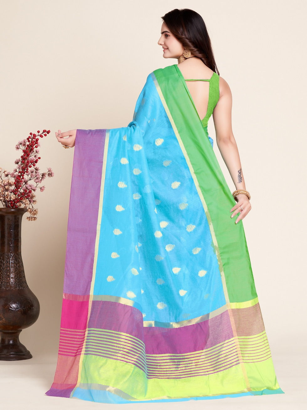 Sky Blue Soft Silk  Saree