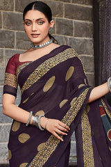 Georgette Purple Printed Designer Saree