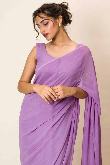 Mukaish Midnight Saree In Lavender