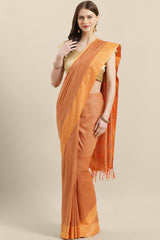 Buy Silk Woven Saree in Orange