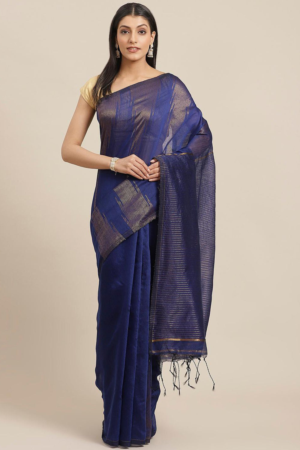 Buy Art Silk Woven Saree in Blue