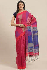 Buy Cotton Silk Woven Saree in Pink