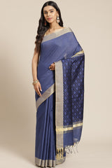 Buy Cotton Silk Woven Saree in Blue