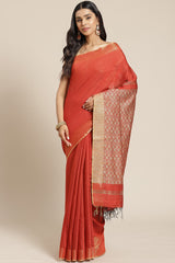 Buy Cotton Silk Woven Saree in Red