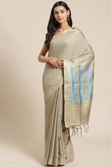 Buy Cotton Silk Woven Saree in Grey