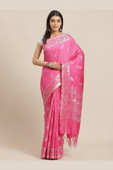 Buy Cotton Silk Woven Saree in Pink