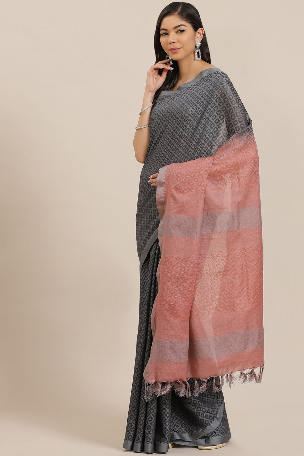 Buy Cotton Silk Woven Saree in Black