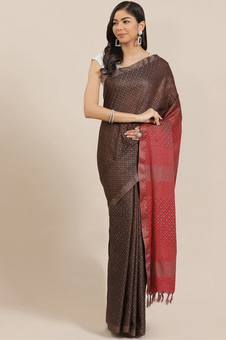 Buy Cotton Silk Woven Saree in Black