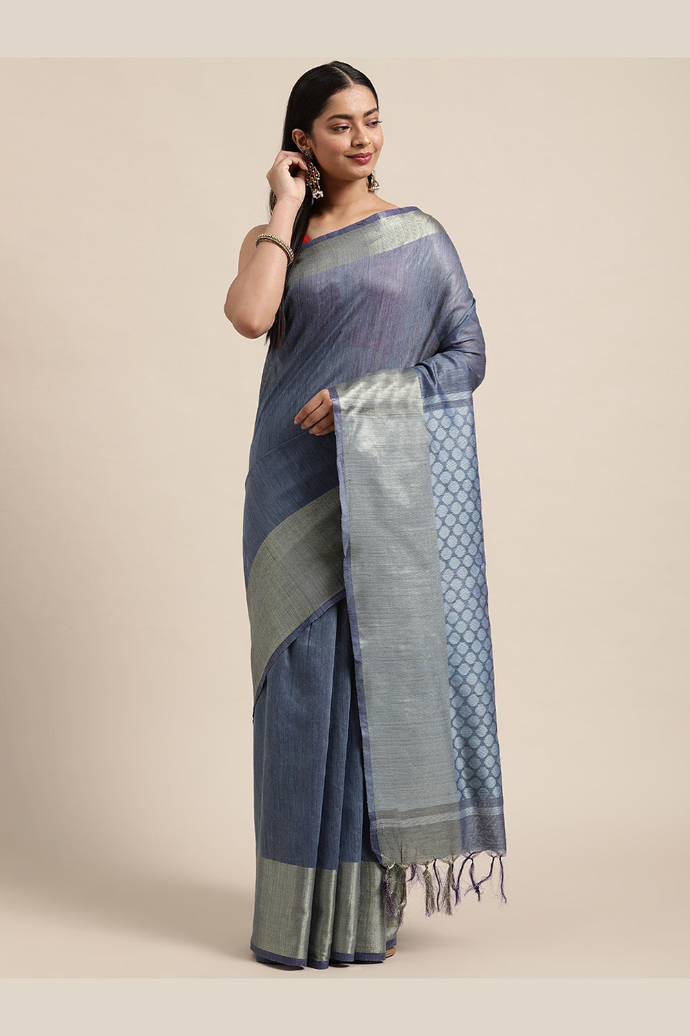 Buy Art Silk Woven Saree in Blue