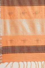 Buy Silk Blend Zari Woven Saree in Light Orange Online - Side